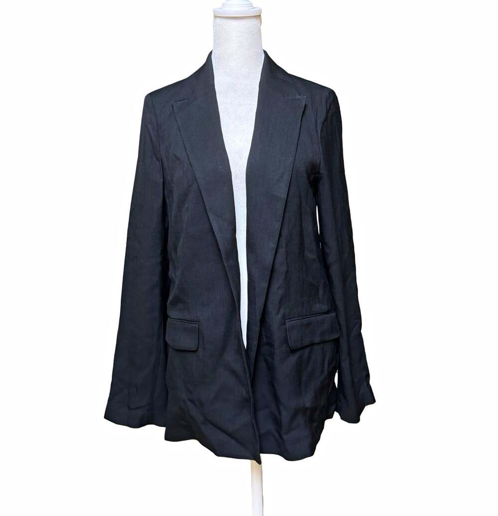 Banana Republic Black Blazer Womens Size S Notch Lapel Long Lined Solid